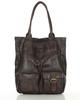 Duża torba shopper z przegródkami skóra naturalna - MARCO MAZZINI ciemny brąz