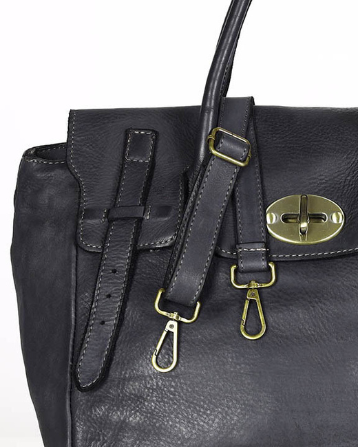 Kultowa torba damska do ręki ze skóry vintage capsule leather bag MARCO MAZZINI czarna