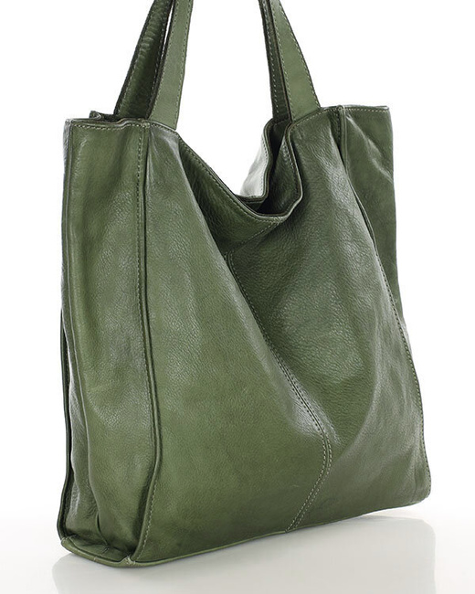 MARCO MAZZINI Torebka miejski shopper bag skóra naturalna handmade zielony