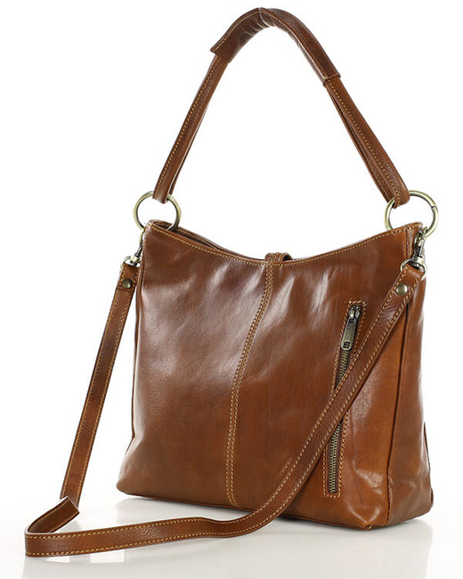 Klasyczna torba skórzana na ramię premium leather - MARCO MAZZINI brązowa
