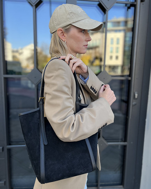 Torebka damska worek hobo bag skóra naturalna - MARCO MAZZINI czarna