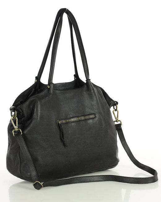 MARCO MAZZINI Torebka skórzana shopper bag ispirato dalla natura czarna