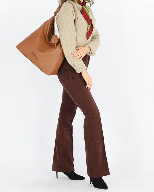 Torebka damska worek hobo bag skóra naturalna - MARCO MAZZINI brąz camel