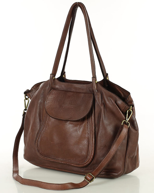 MARCO MAZZINI Torebka skórzana shopper bag ispirato dalla natura brąz