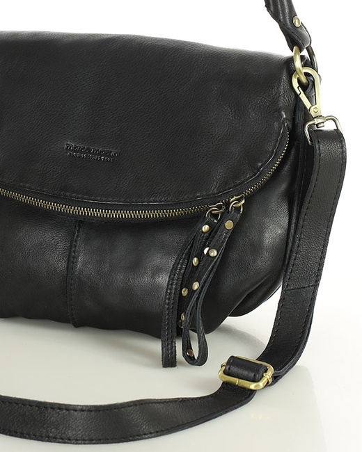 Torebka na ramię listonoszka duża skórzana - MARCO MAZZINI czarna