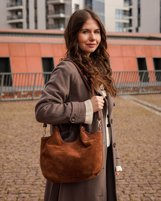 Torebka damska worek hobo bag skóra naturalna - MARCO MAZZINI czarna