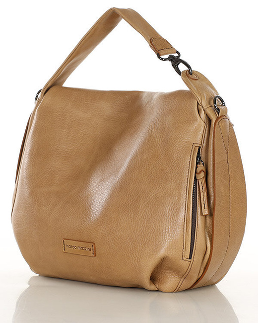 Luksusowa torebka do ręki skórzana damska premium MARCO MAZZINI beżowa