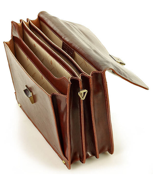 Teczka męska skórzana MARCO MAZZINI handmade - ROBERTO Classic brązowa