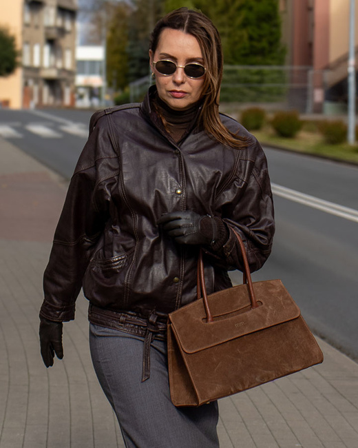 Torebka damska worek hobo bag skóra naturalna - MARCO MAZZINI czarna