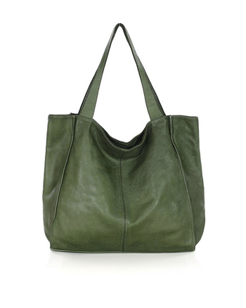 MARCO MAZZINI Torebka miejski shopper bag skóra naturalna handmade zielony