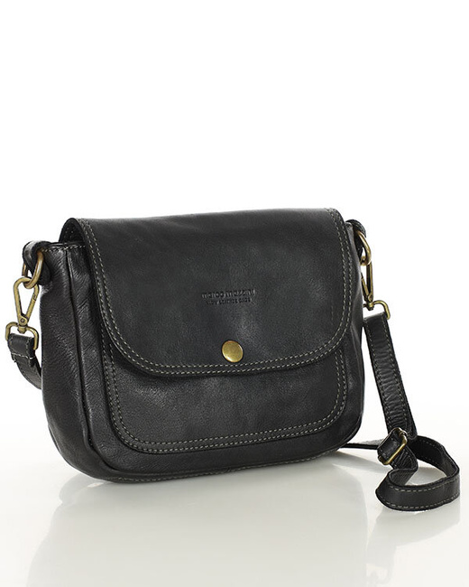 Torebka listonoszka z miękkiej skóry półksiężyc - MARCO MAZZINI czarna