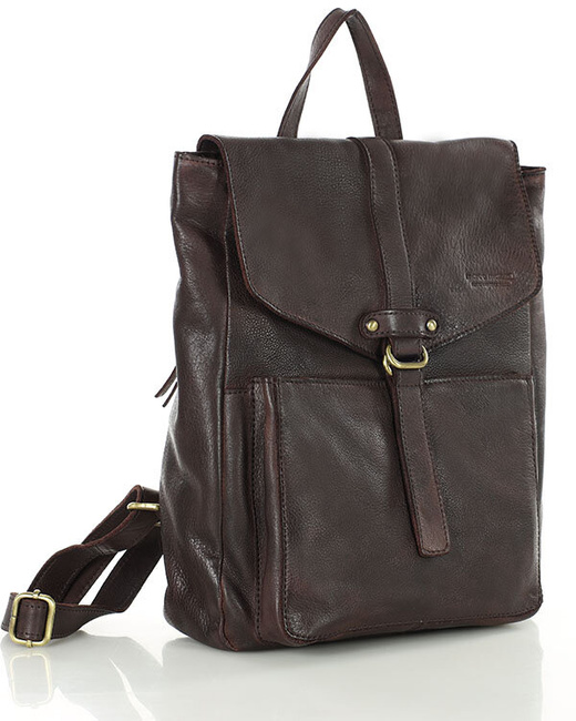 Plecak skórzany damski A4 - MARCO MAZZINI czekoladowy brąz