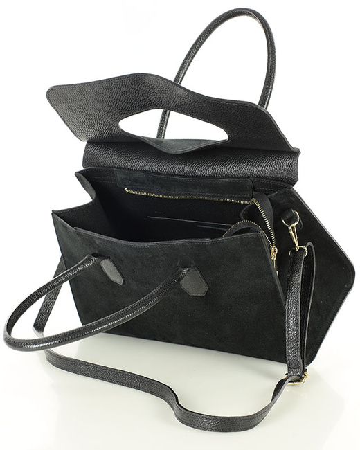 Torebka damska worek hobo bag skóra naturalna - MARCO MAZZINI czarna