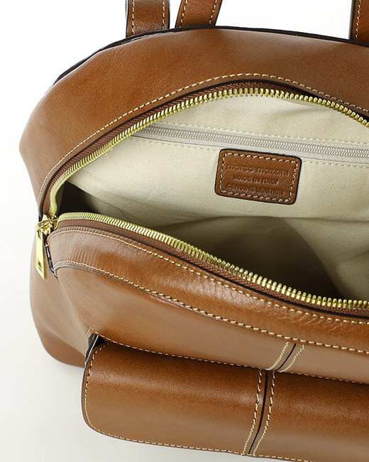 Elegancki plecak damski skórzany premium MARCO MAZZINI brązowy