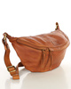Duża nerka skórzana torebka przez ramię półksiężyc - MARCO MAZZINI smooth camel
