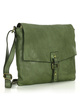 Torebka skórzana listonoszka stylowy minimalizm ala messenger leather bag - MARCO MAZZINI zielona