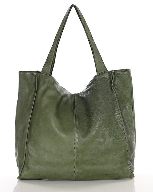 MARCO MAZZINI Torebka miejski shopper bag skóra naturalna handmade zielony