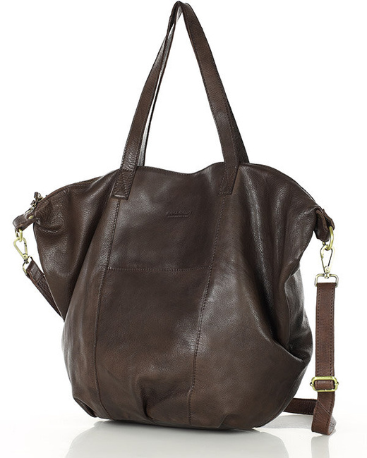 Torba damska skórzana shopper z kieszeniami - It bag MARCO MAZZINI smooth brąz caffe