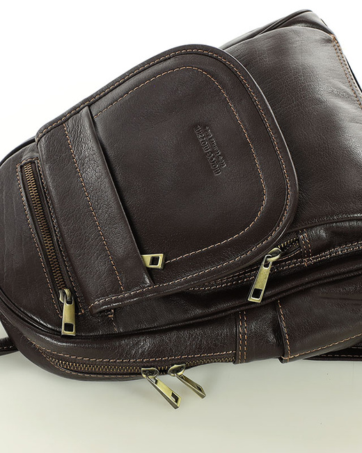 Plecak skórzany damski perfekcyjna organizacja - MARCO MAZZINI brąz