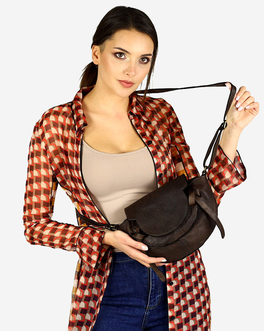 Marco Mazzini Torebka listonoszka skórzana saddle bag brąz caffe