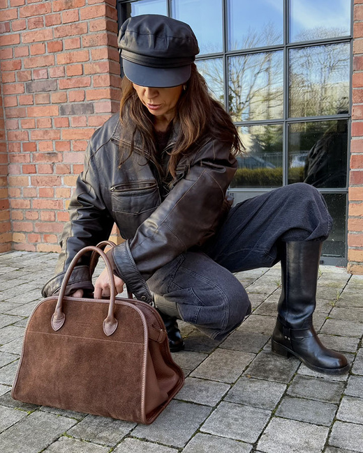 Torebka damska worek hobo bag skóra naturalna - MARCO MAZZINI czarna