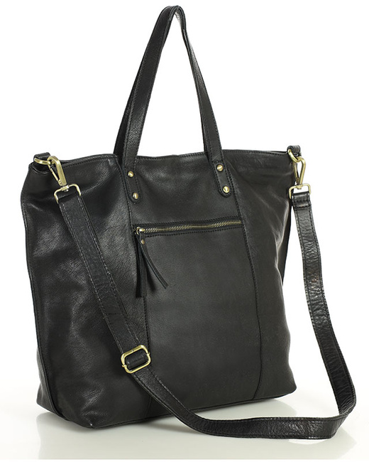 Torebka skórzana czarna duża typu shopper - MARCO MAZZINI