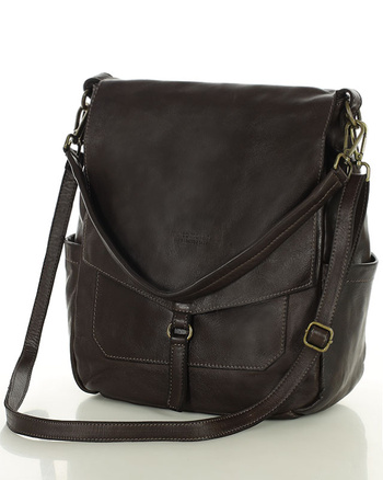Wygodna torba damska na ramię skóra naturalna vera pelle - MARCO MAZZINI ciemny brąz caffe
