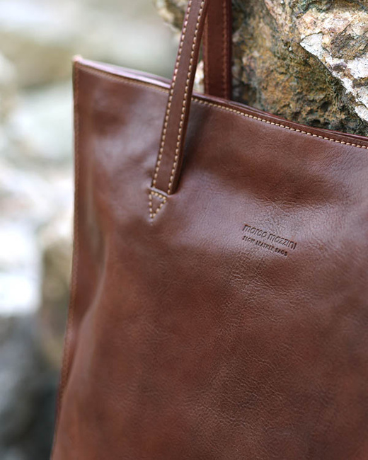 Duża torba shopperka biznesowa damska skórzana - MARCO MAZZINI brązowa