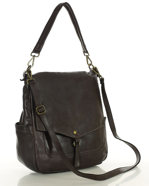 Wygodna torba damska na ramię skóra naturalna vera pelle - MARCO MAZZINI ciemny brąz caffe