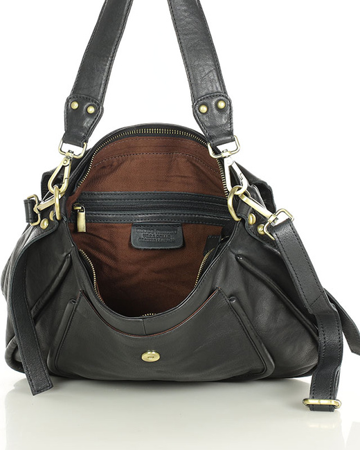 Saddle bag skórzana torebka damska na ramię - MARCO MAZZINI czarna