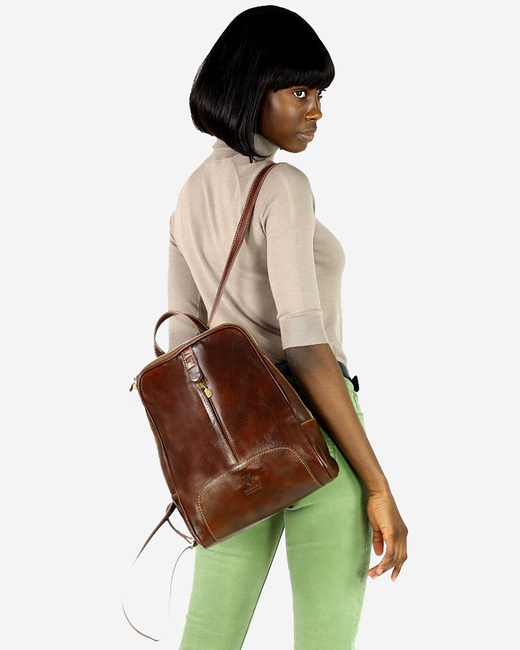 Plecak skórzany włoski MAZZINI - Capri brązowy