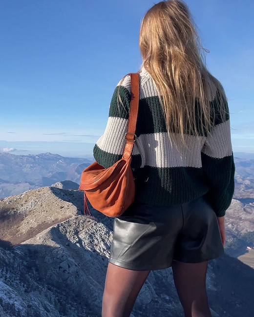 Uniwersalna torebka nerka półksiężyc crossbody runway - skóra naturalna Marco Mazzini brąz