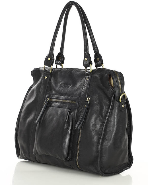 Torebka skórzany kuferek vintage old pelle MARCO MAZZINI czarny