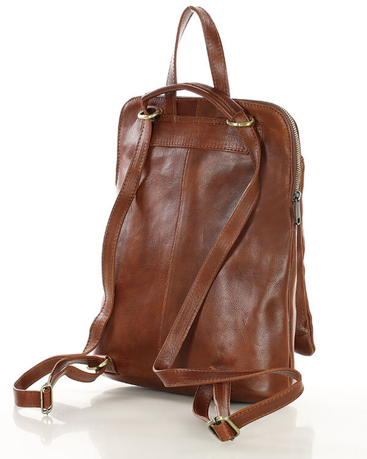 Elegancki plecak damski skórzany premium MARCO MAZZINI brązowy