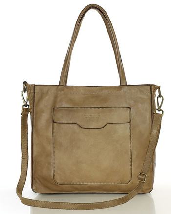 Torba shopper beżowa z kieszeniami skóra naturalna – MARCO MAZZINI