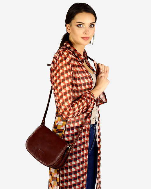 Włoska listonoszka damska skóra naturalna MARCO MAZZINI - Cremona brąz