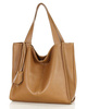 Modna torebka damska skórzany shopper bag - MARCO MAZZINI Portofino Max camel
