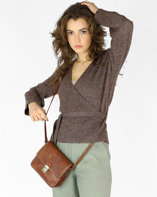 Torba skórzana kwadratowa premium Florence bag - MARCO MAZZINI brązowa