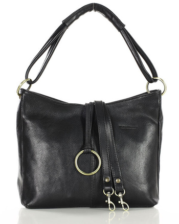Klasyczna torba skórzana na ramię premium leather - MARCO MAZZINI czarna