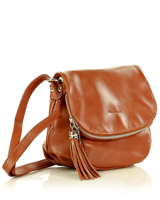 Torba listonoszka damska skórzana - MARCO MAZZINI savage brąz camel