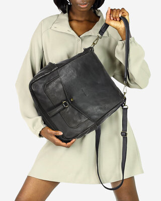 Wygodna torba damska na ramię skóra naturalna vera pelle - MARCO MAZZINI czarna