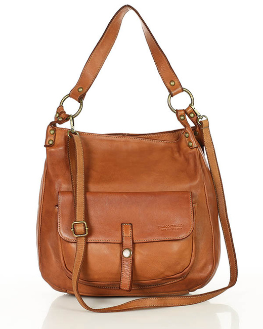 Torebka worek skóra naturalna hobo bag - MARCO MAZZINI camel