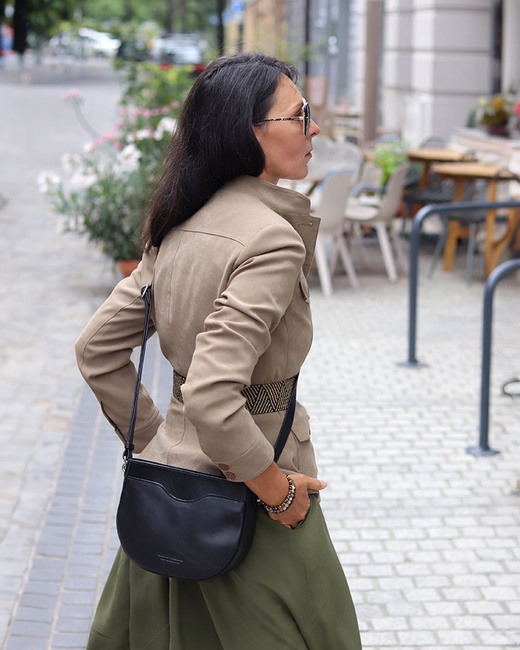 Elegancka torebka damska listonoszka skórzana premium MARCO MAZZINI czarna