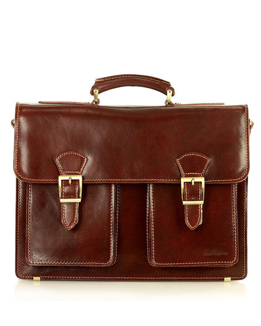 Teczka męska vintage handmade MARCO MAZZINI - skóra naturalna - CIRO Classic brązowa