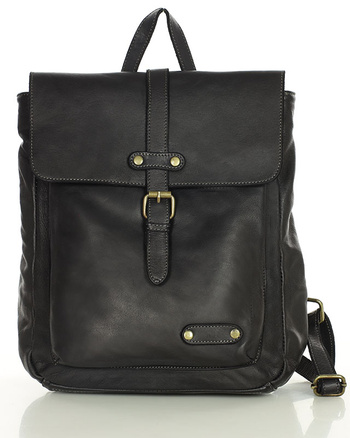MARCO MAZZINI Miejski plecak skórzany w stylu old look handmade leather czarny
