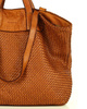 Torba damska pleciona shopper & shoulder leather bag - MARCO MAZZINI brąz karmel