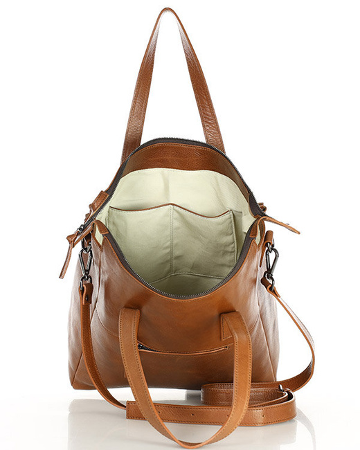 Luksusowa torebka shopperka aktówka skórzana MARCO MAZZINI camelowa