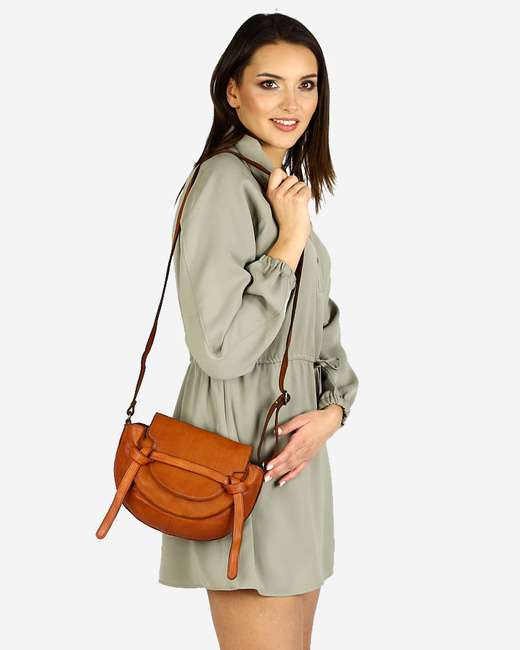 Marco Mazzini Torebka listonoszka skórzana saddle bag brąz camel