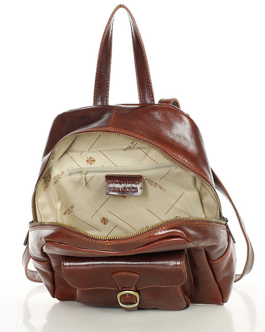 Elegancki plecak damski skórzany premium MARCO MAZZINI brązowy