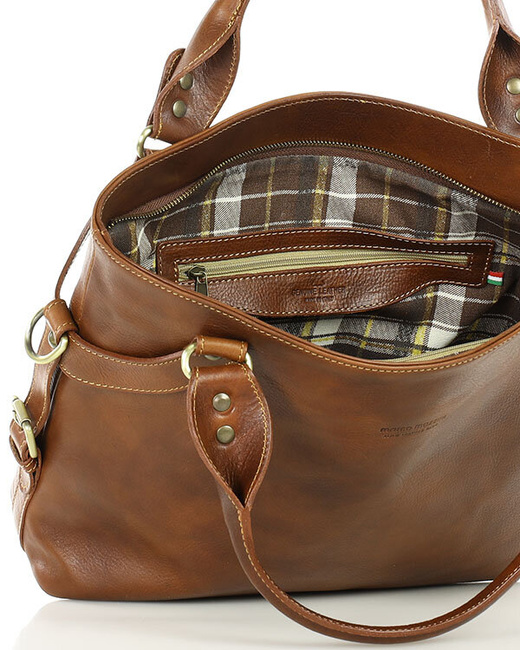 Torebka biznesowa damska kuferek skórzany premium bag - MARCO MAZZINI brązowy